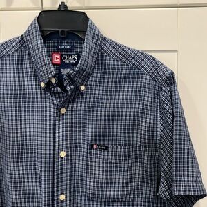 Chaps blue plaid short sleeve button down